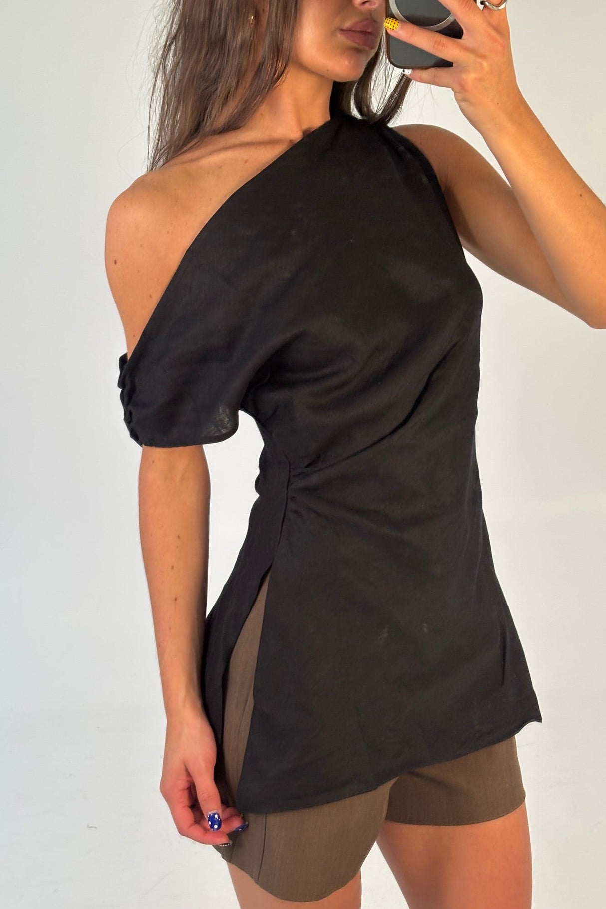 Lucy Linen Top Black